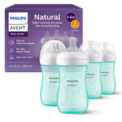Philips Avent Natural 9oz teal bottle pack for easy feeding at home