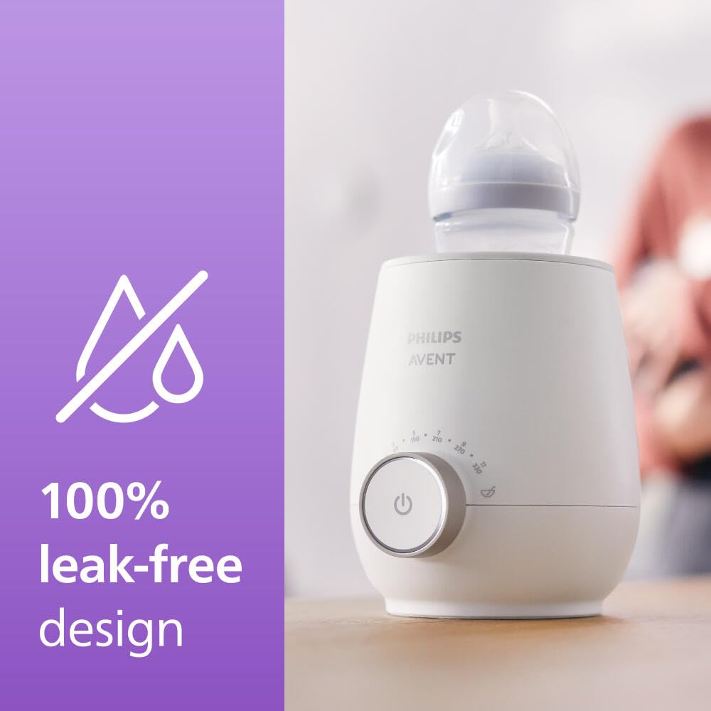 Defrosts breast milk and warms baby food jars with Philips Avent Warmer
