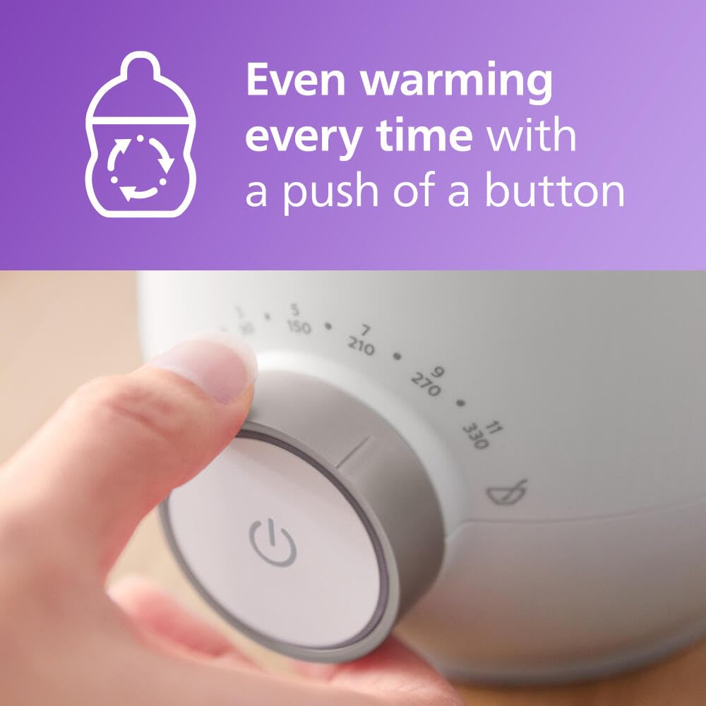 Wide-neck compatibility supports bottles up to 330 ml in Philips Avent Warmer