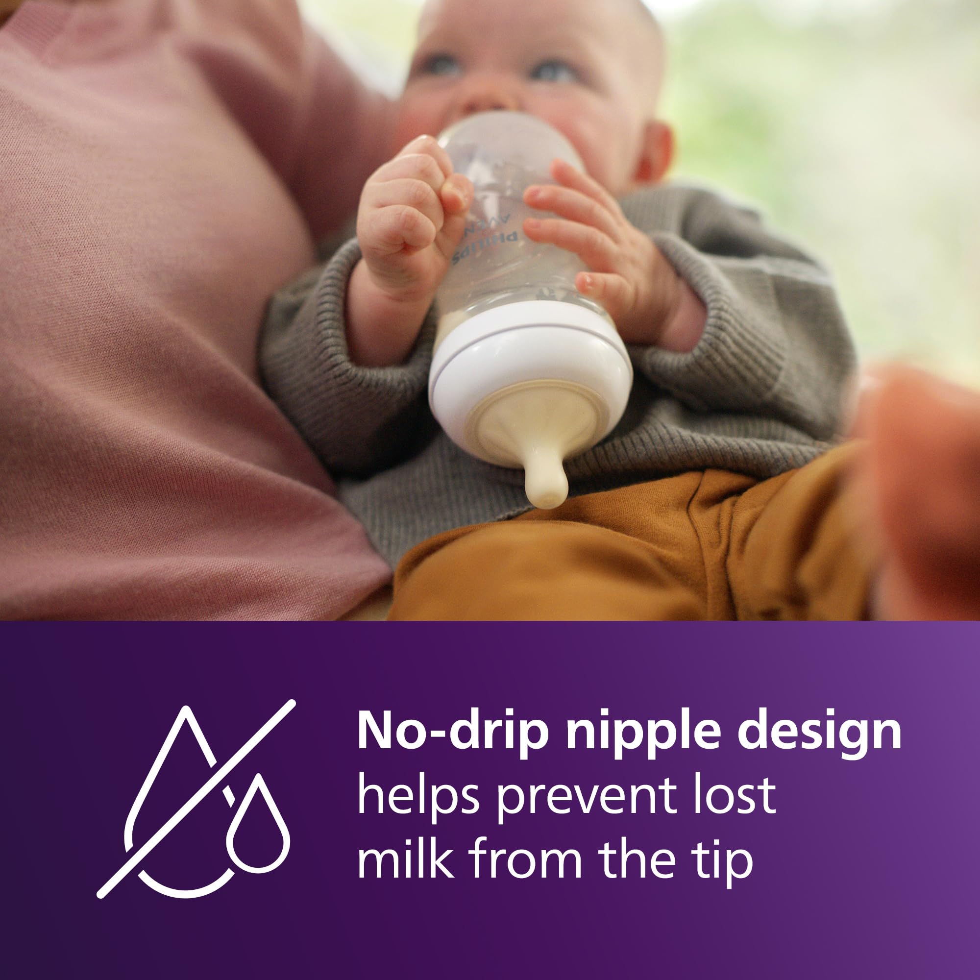 Wide neck of Philips Avent bottle allows easy filling and cleaning