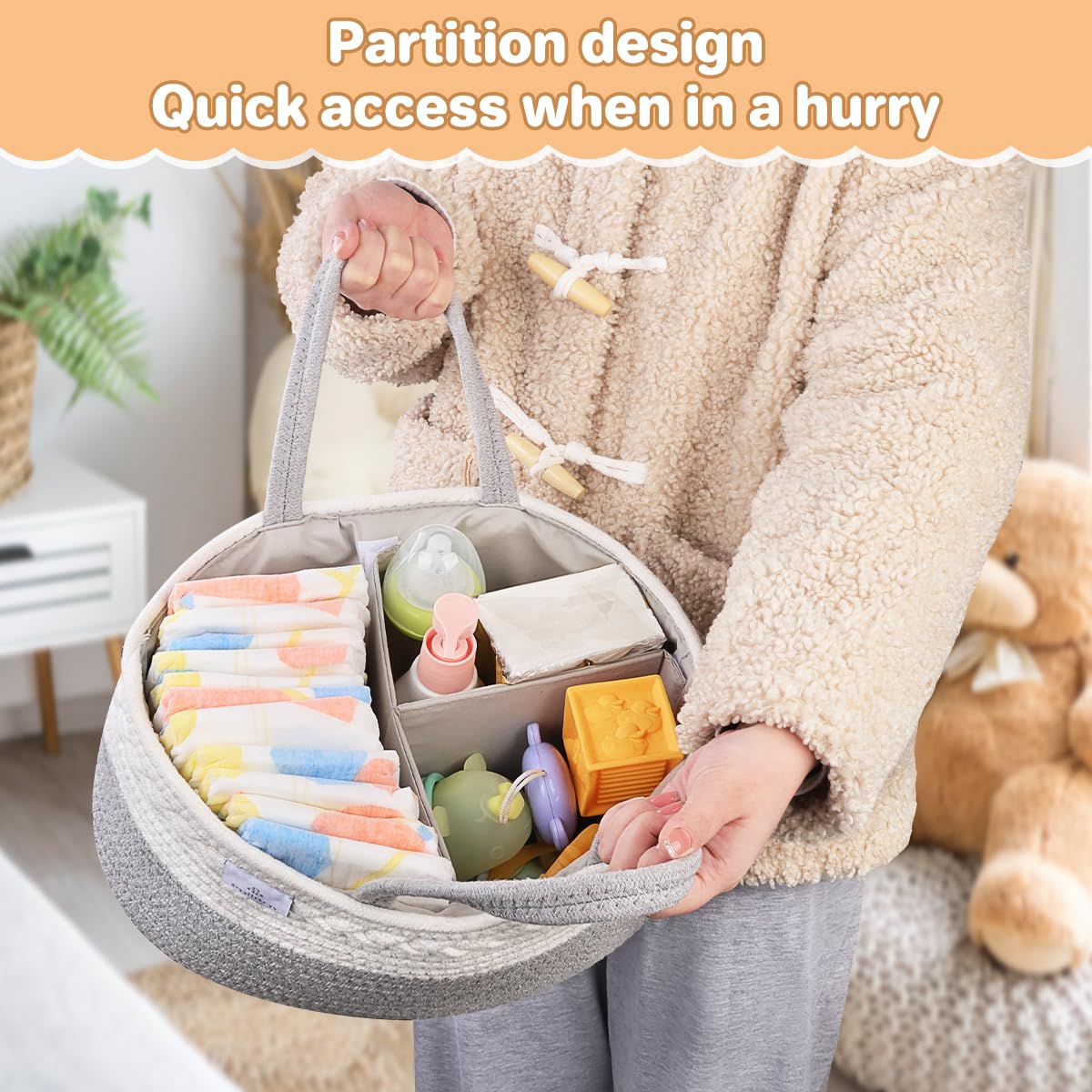 PHILORN diaper caddy handles enable quick movement between rooms