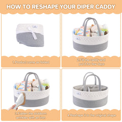 PHILORN diaper caddy organizer side view highlighting sturdy handles for easy transport