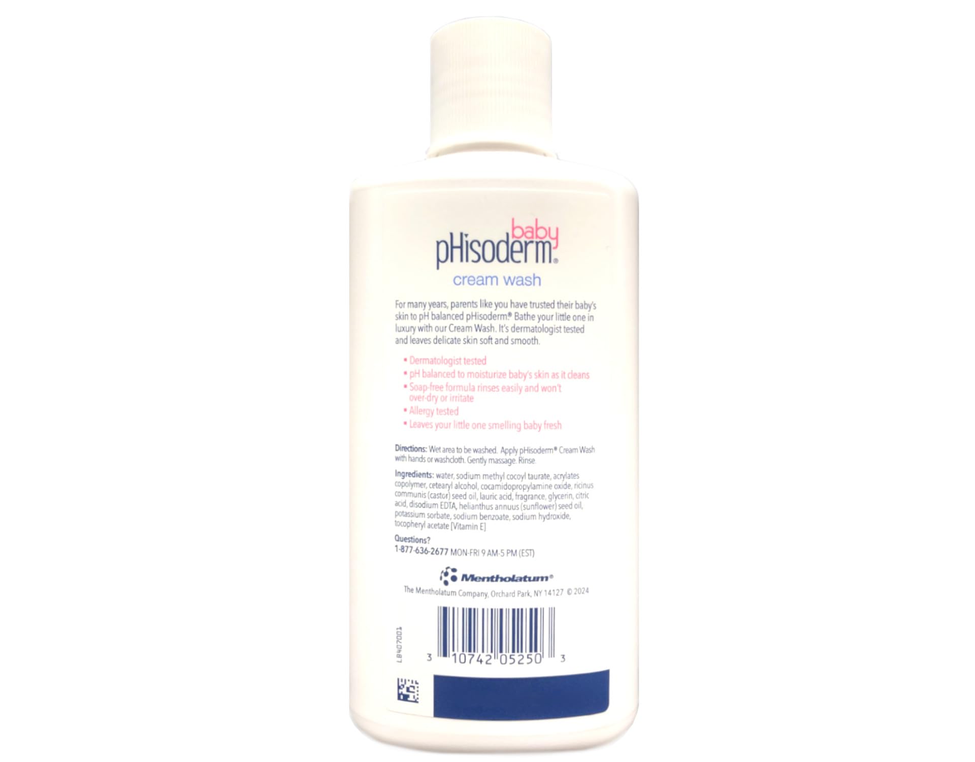 Phisoderm Baby Cream Wash label closeup trusted formula for gentle care