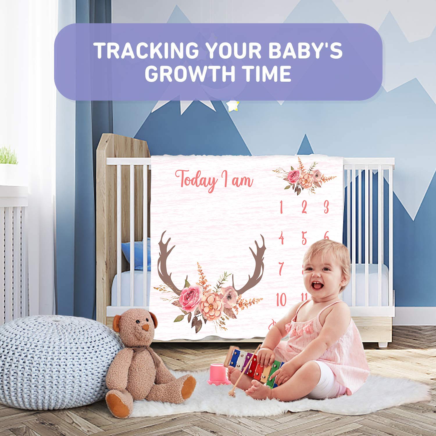 PHMOJEN 47x40 inch blanket fits newborns through 12 months for versatile uses.