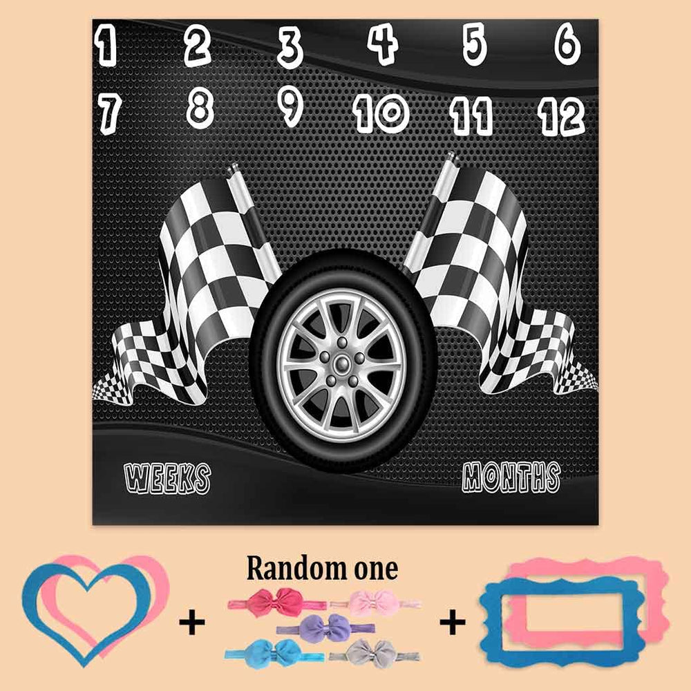 PHMOJEN Racing Baby Milestone Frames highlight each month with a stylish layout.