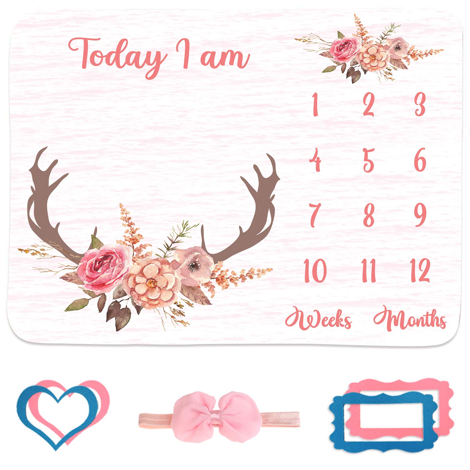 PHMOJEN pink and blue milestone frames highlight baby milestones in shoots.