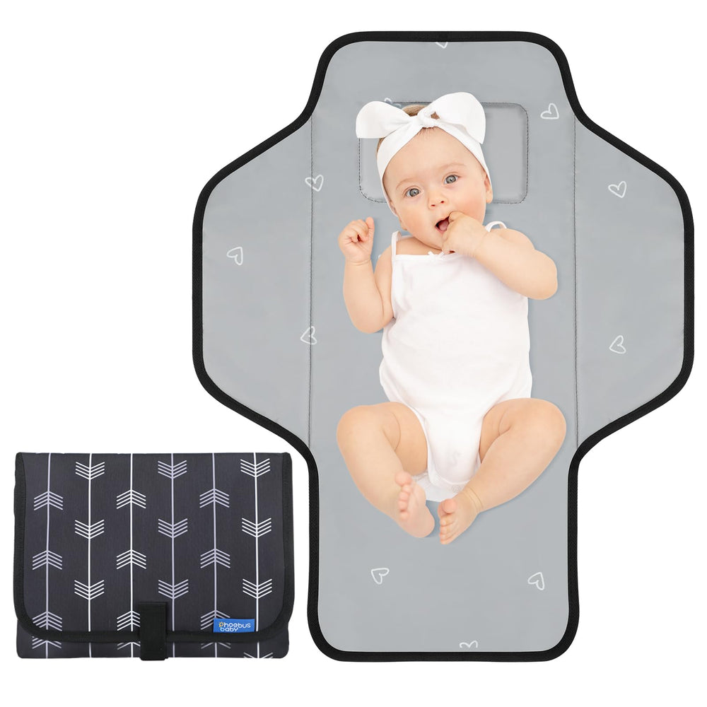 PHOEBUS BABY portable changing pad opened for convenient on-the-go use.