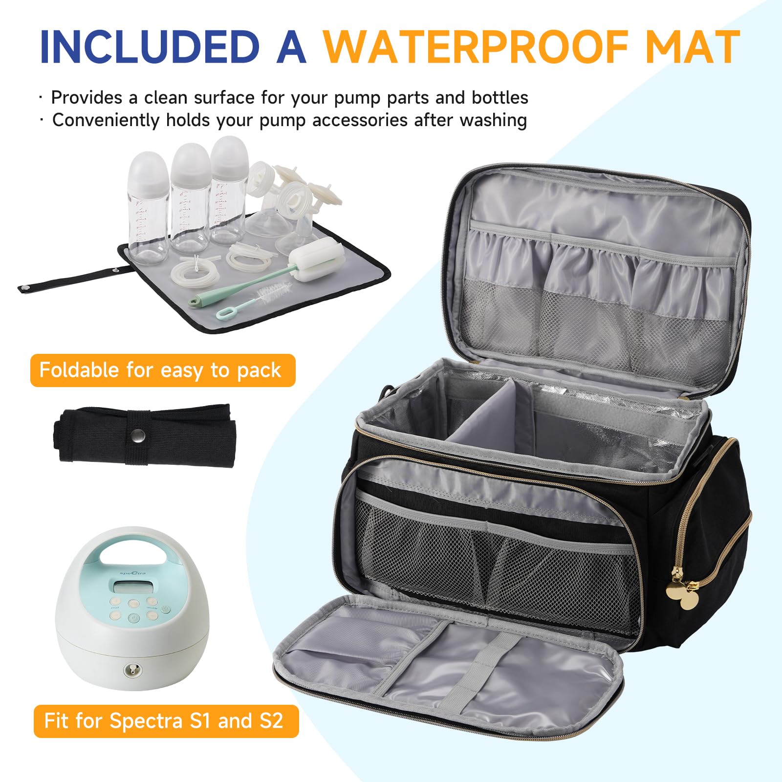 PHOEBUS BABY bag waterproof interior keeps spills manageable and cleaning easy.