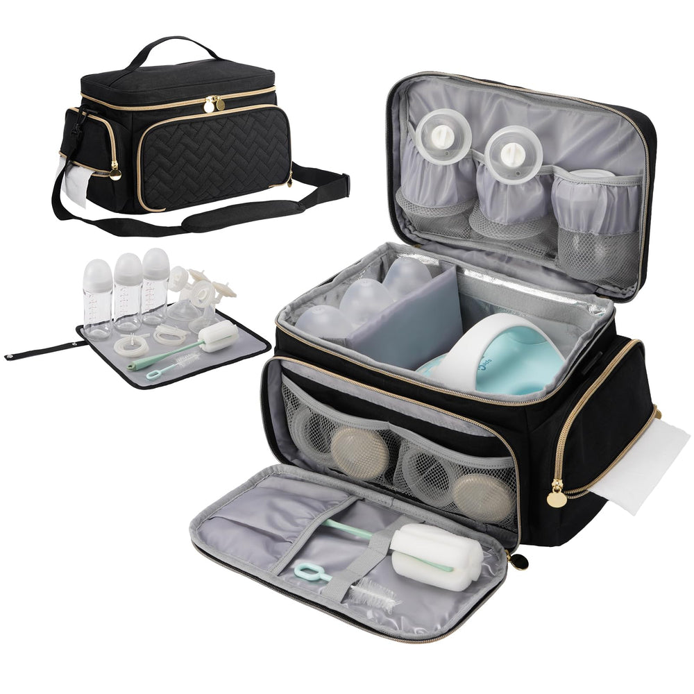 PHOEBUS BABY breast pump bag with insulated mat keeps milk cool on the go.