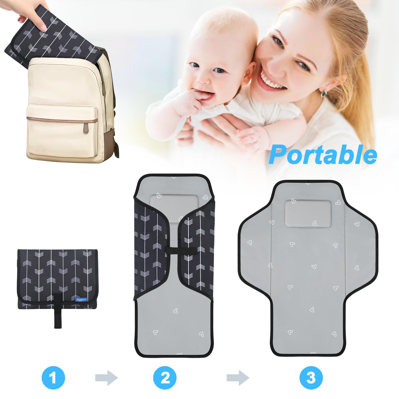PHOEBUS BABY built-in pillow head support for newborn comfort.