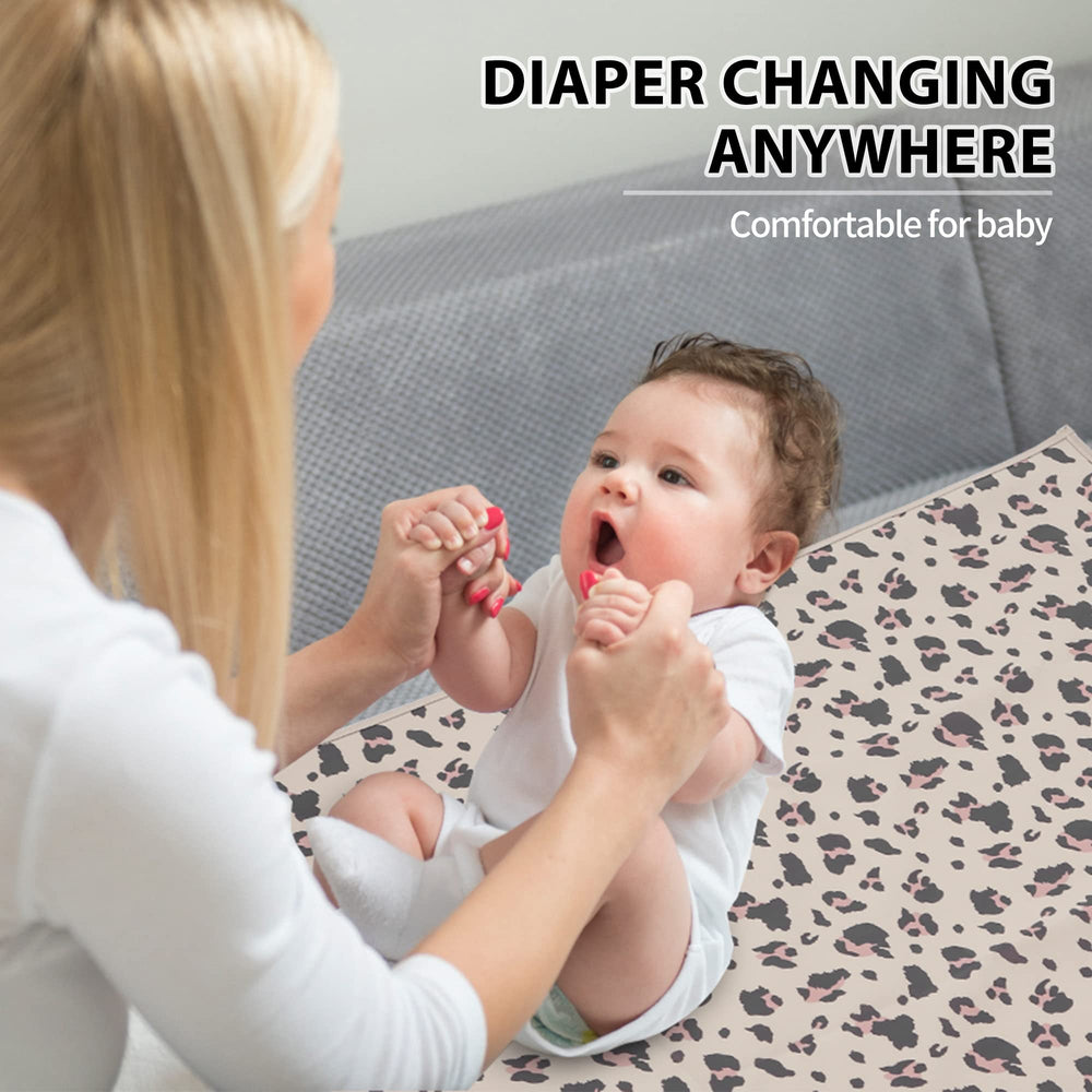 Phoebus Baby changing mat for car or stroller, leopard print on the go.