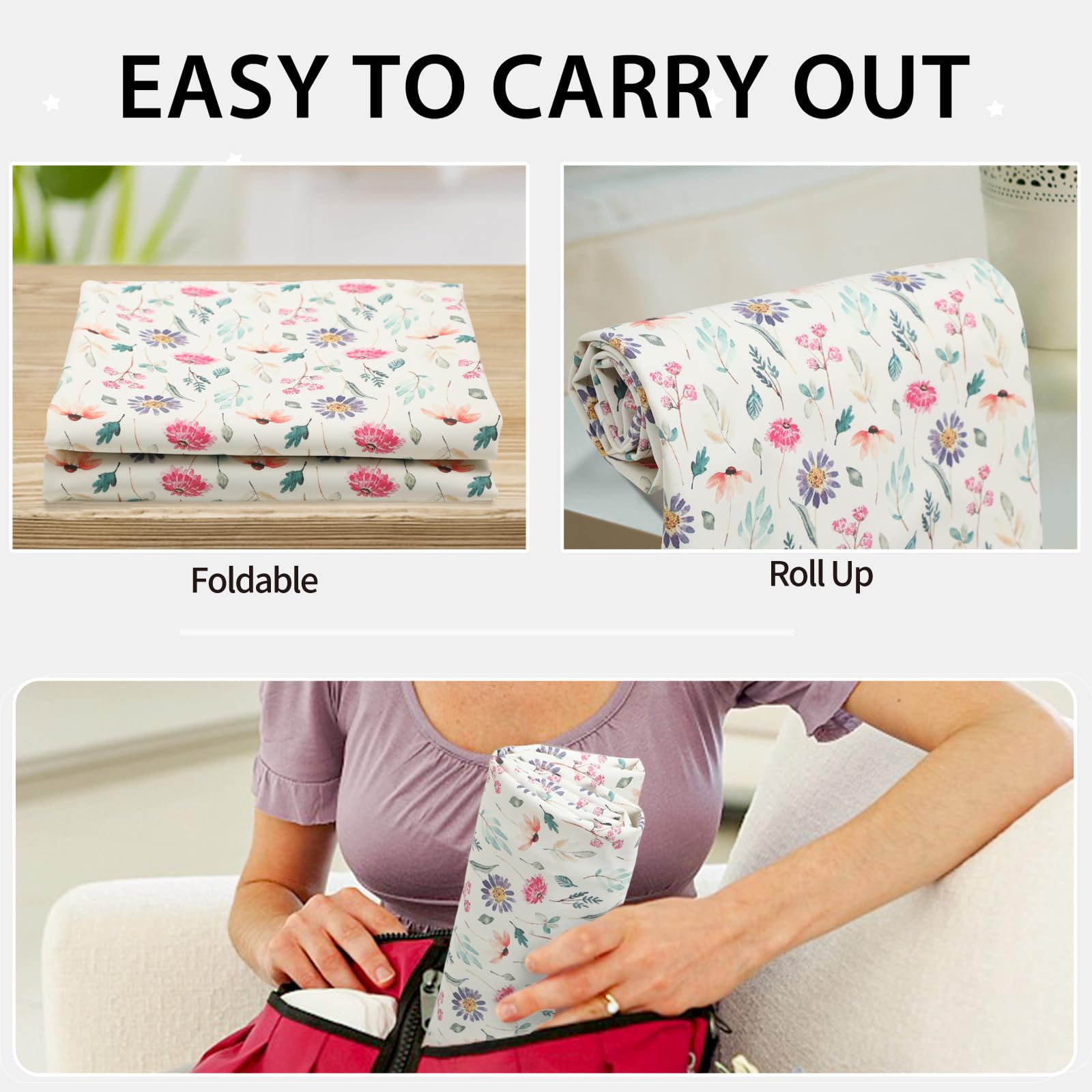 PHOEBUS BABY changing mat fits in a diaper bag for travel