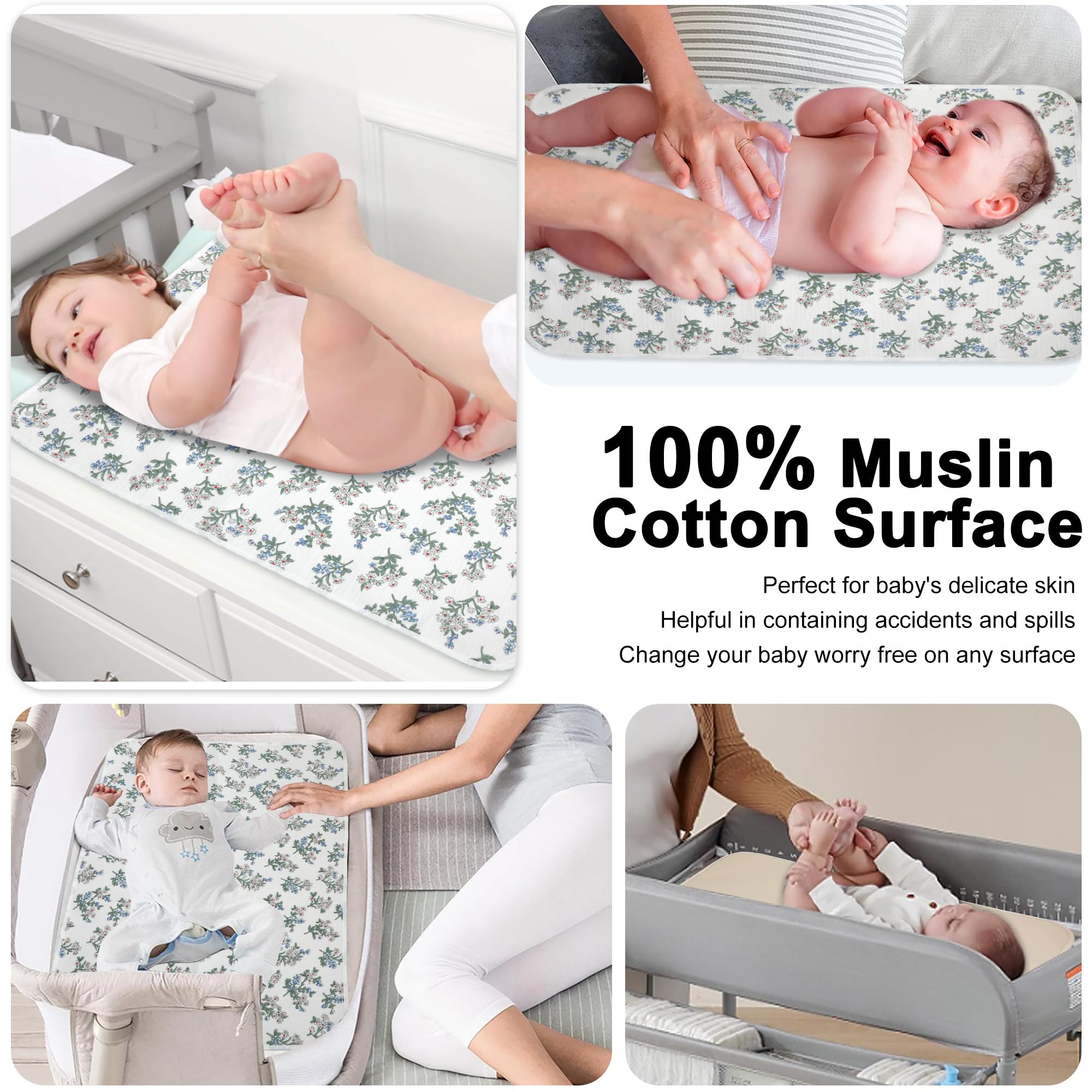 PHOEBUS BABY changing pad durable PU leather back protects against spills.
