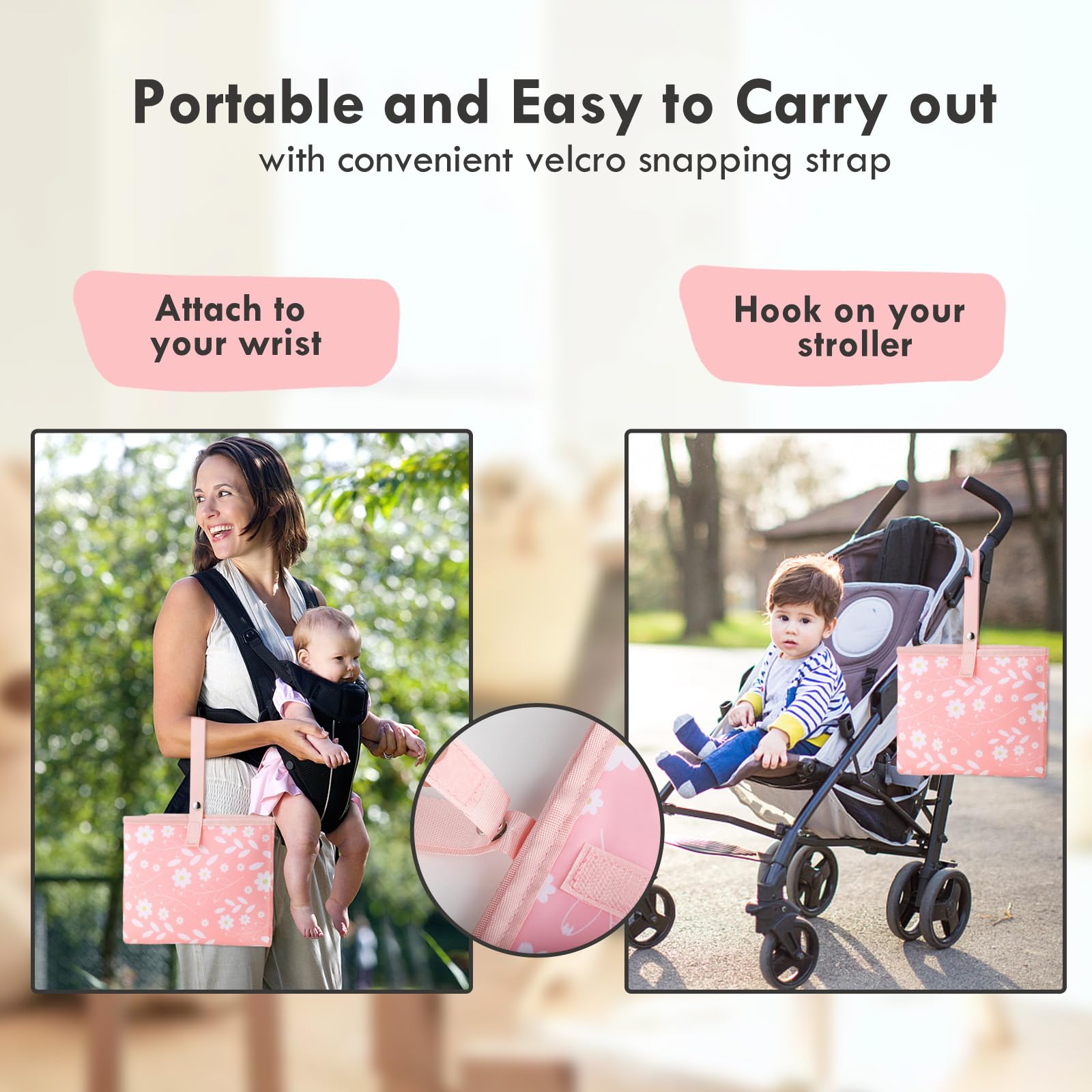 PHOEBUS BABY changing pad folded compact for easy diaper bag storage.