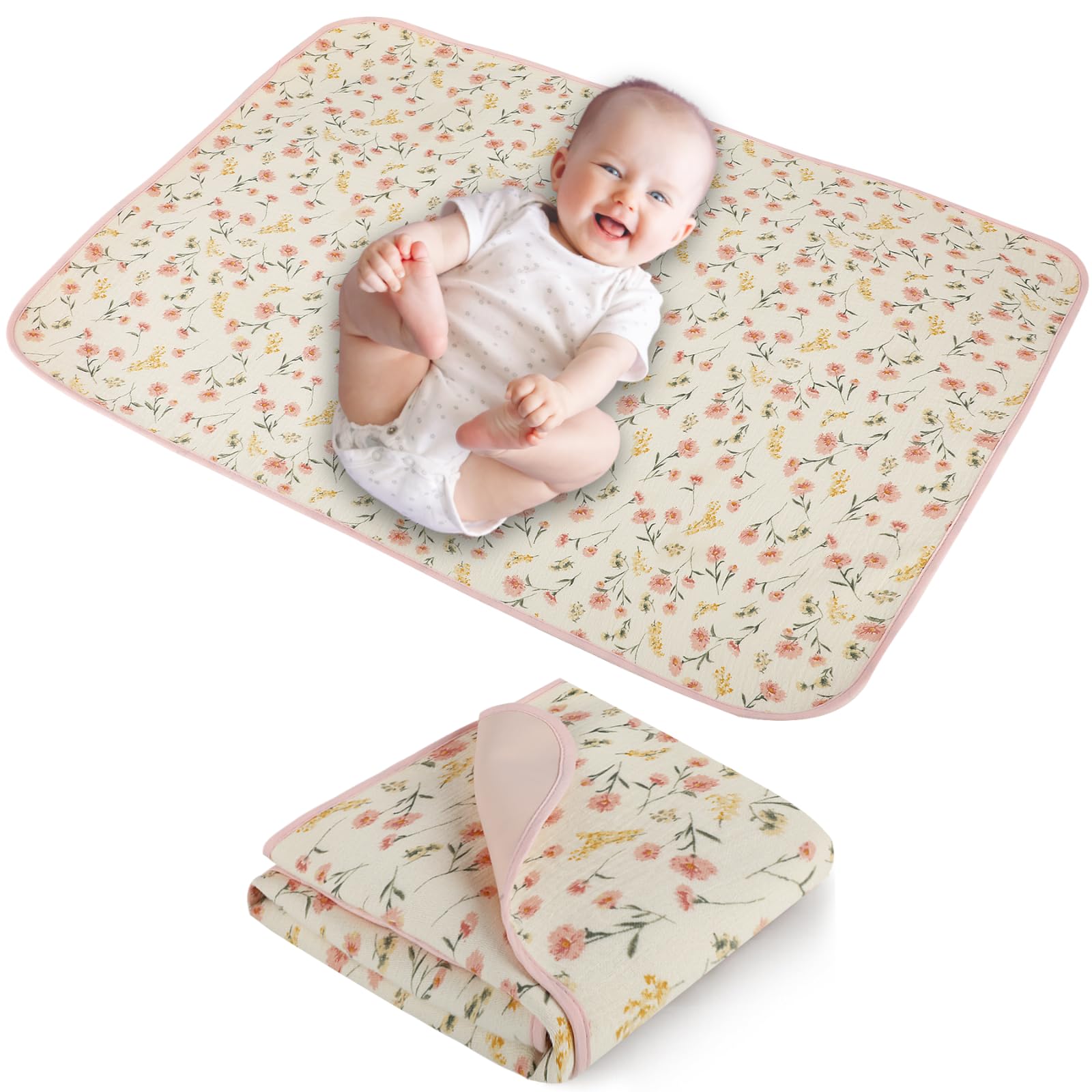 PHOEBUS BABY changing pad front view with soft muslin top for comfortable diaper changes.