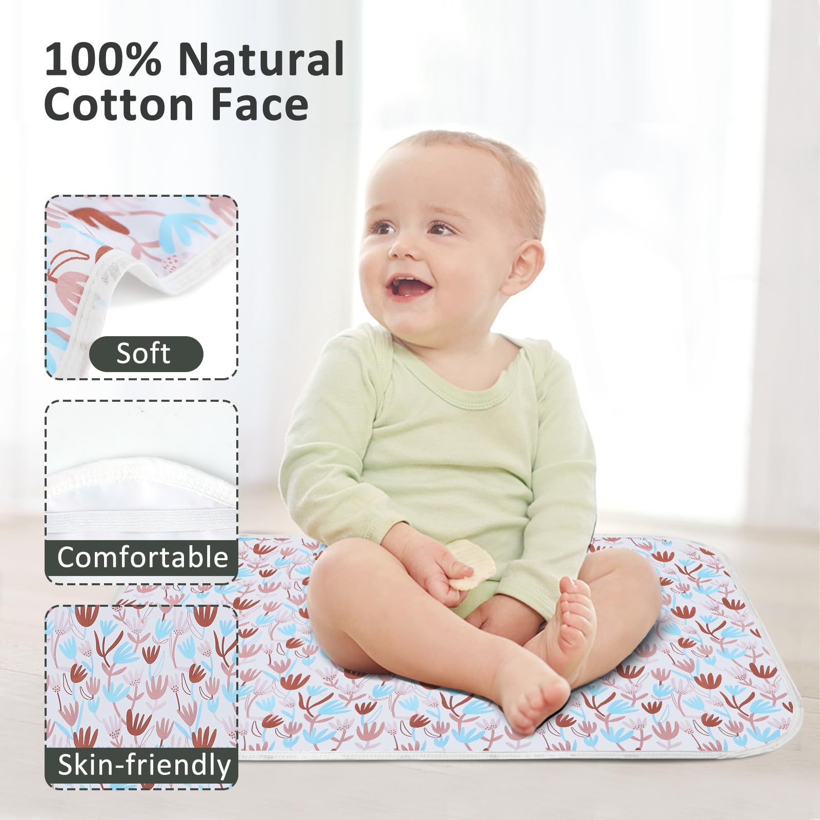 PHOEBUS BABY changing pad with leak-proof design protects fabrics and surfaces.