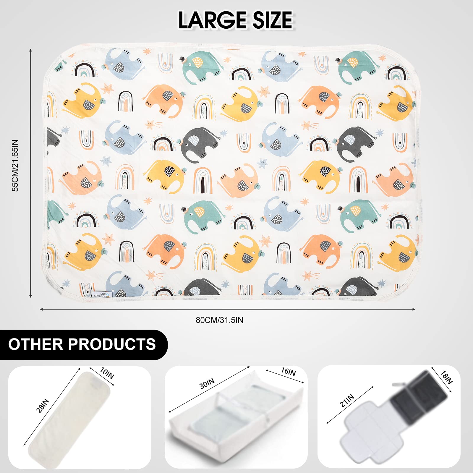 PHOEBUS BABY changing pad leak-proof layer highlights reliable spill protection.