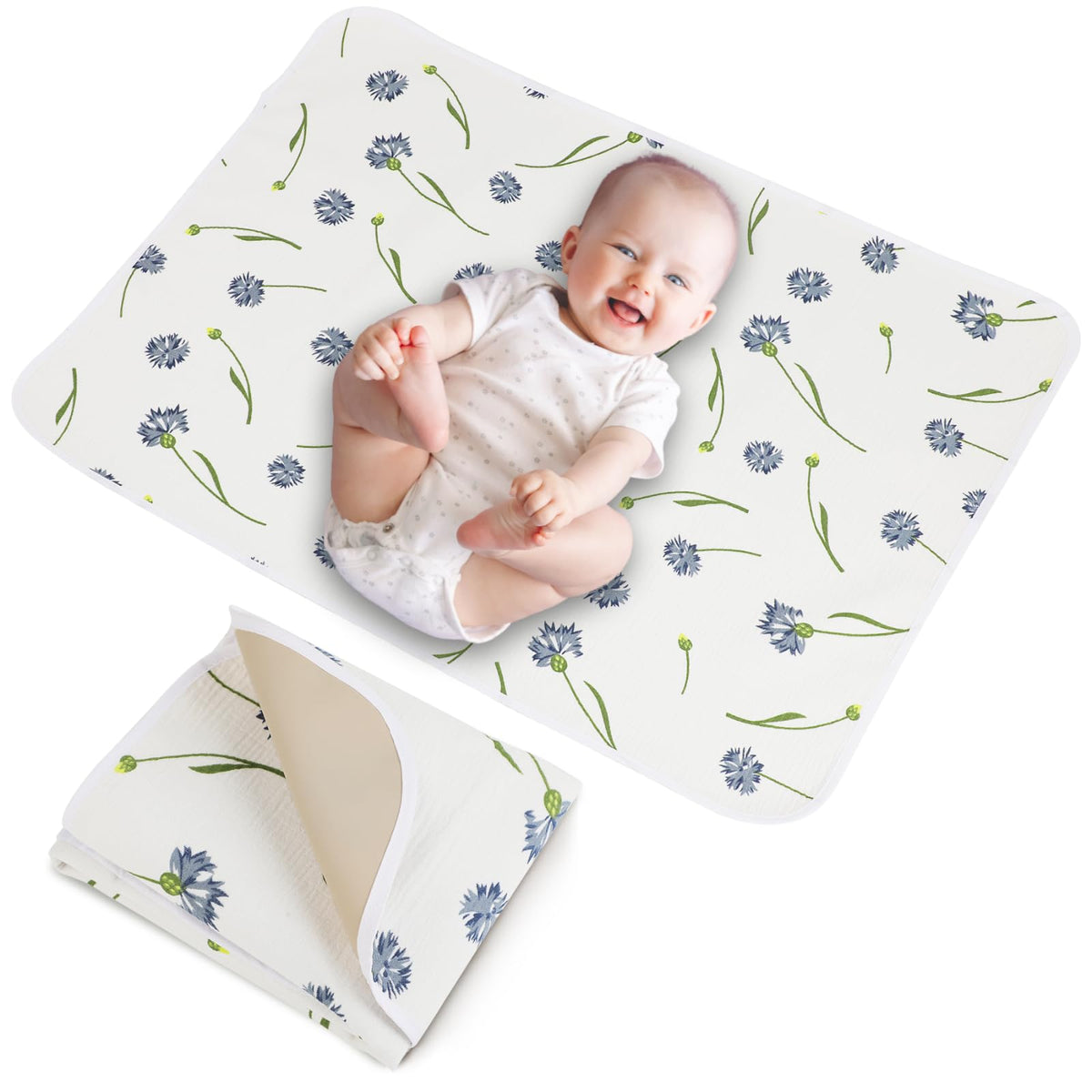 PHOEBUS BABY changing pad with leather back provides waterproof protection for travel changes.