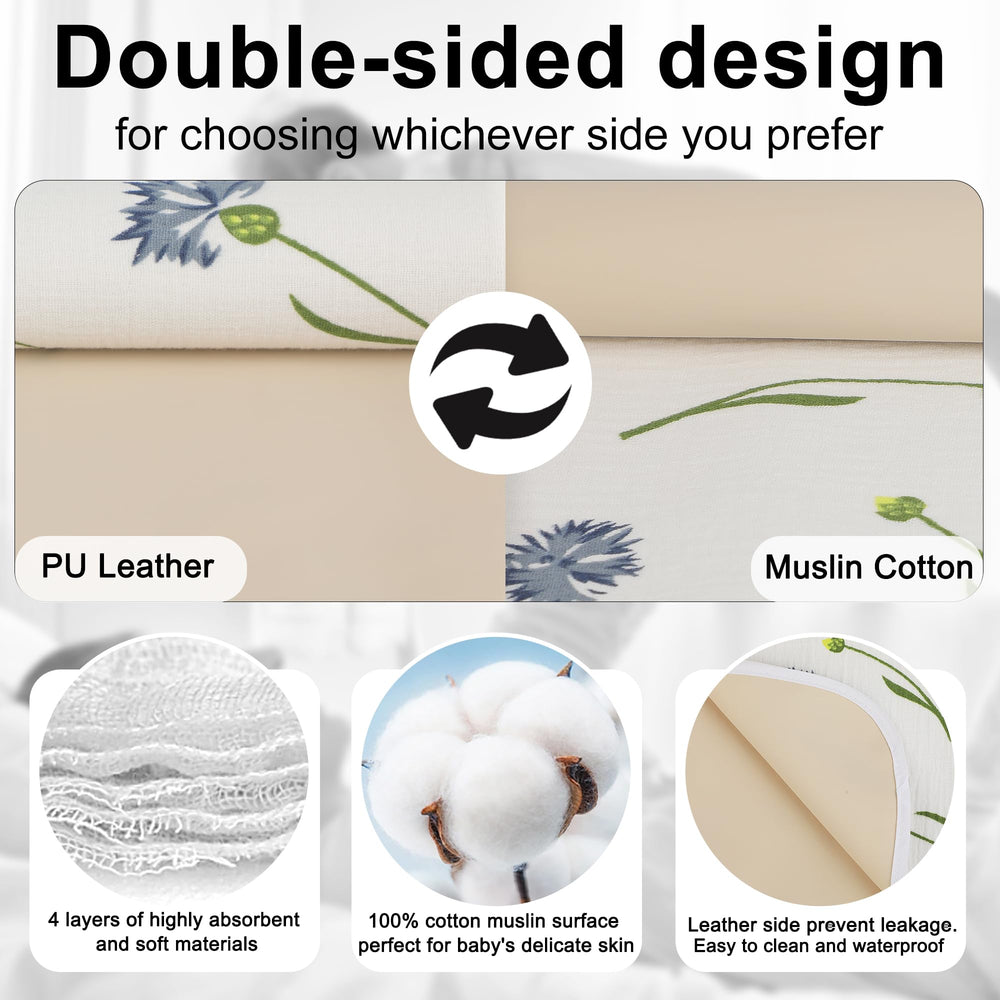 PHOEBUS BABY changing pad with muslin front offers gentle skin contact during diaper changes.