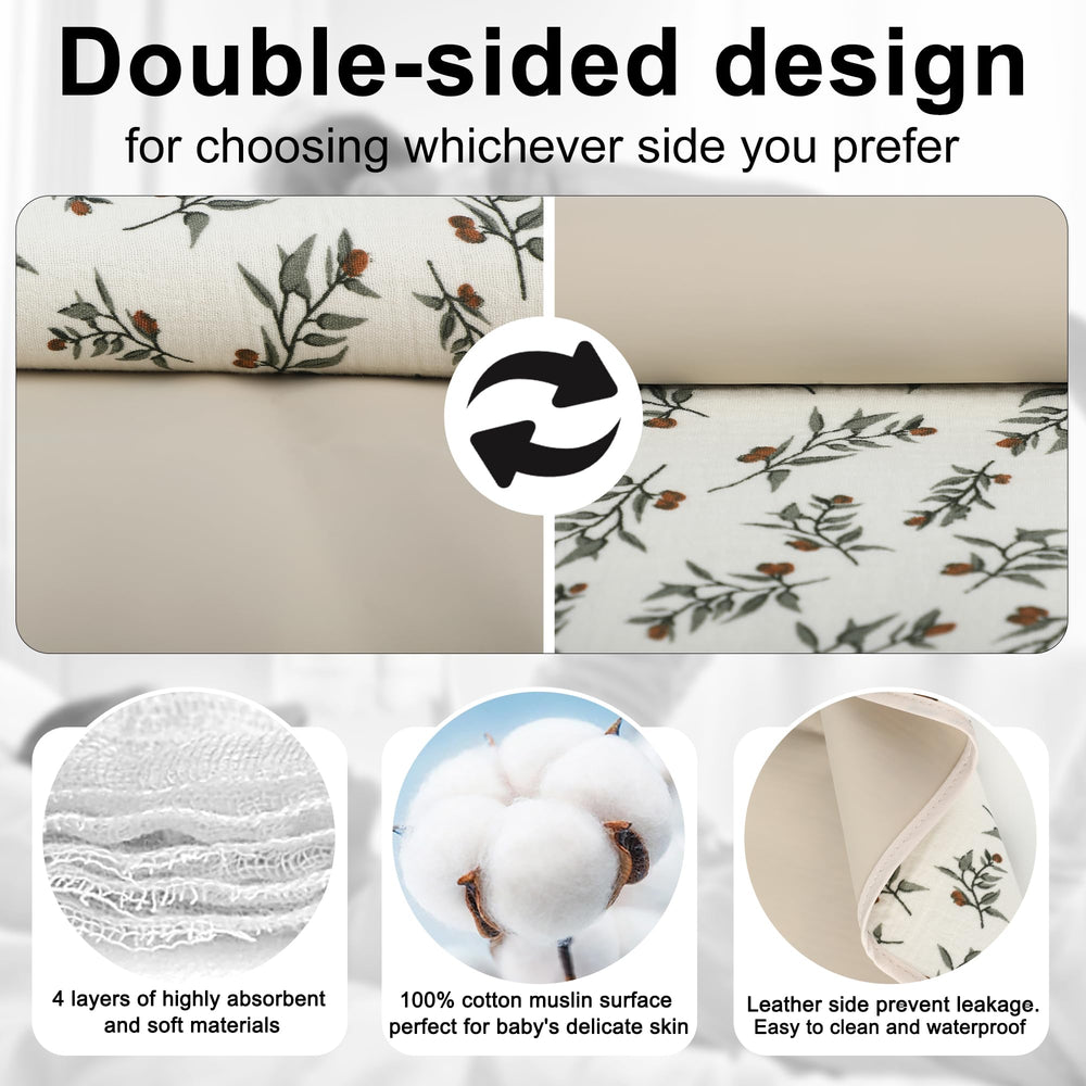 PHOEBUS BABY changing pad muslin side close-up shows breathable comfort for baby