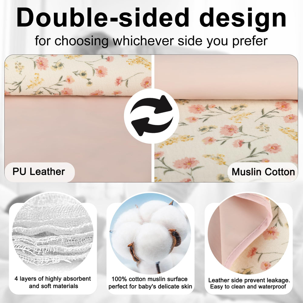 PHOEBUS BABY changing pad muslin top close-up highlighting breathable cotton.