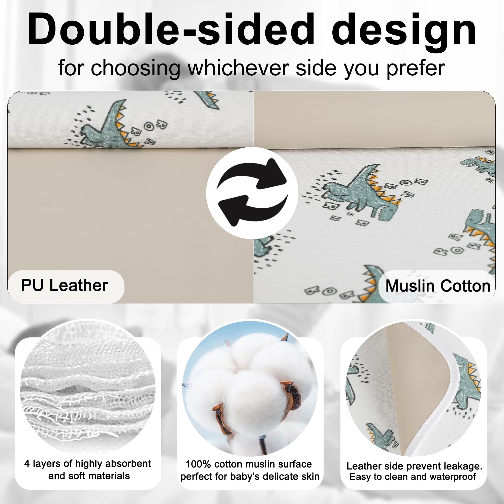 PHOEBUS BABY changing pad muslin top offers gentle skin contact