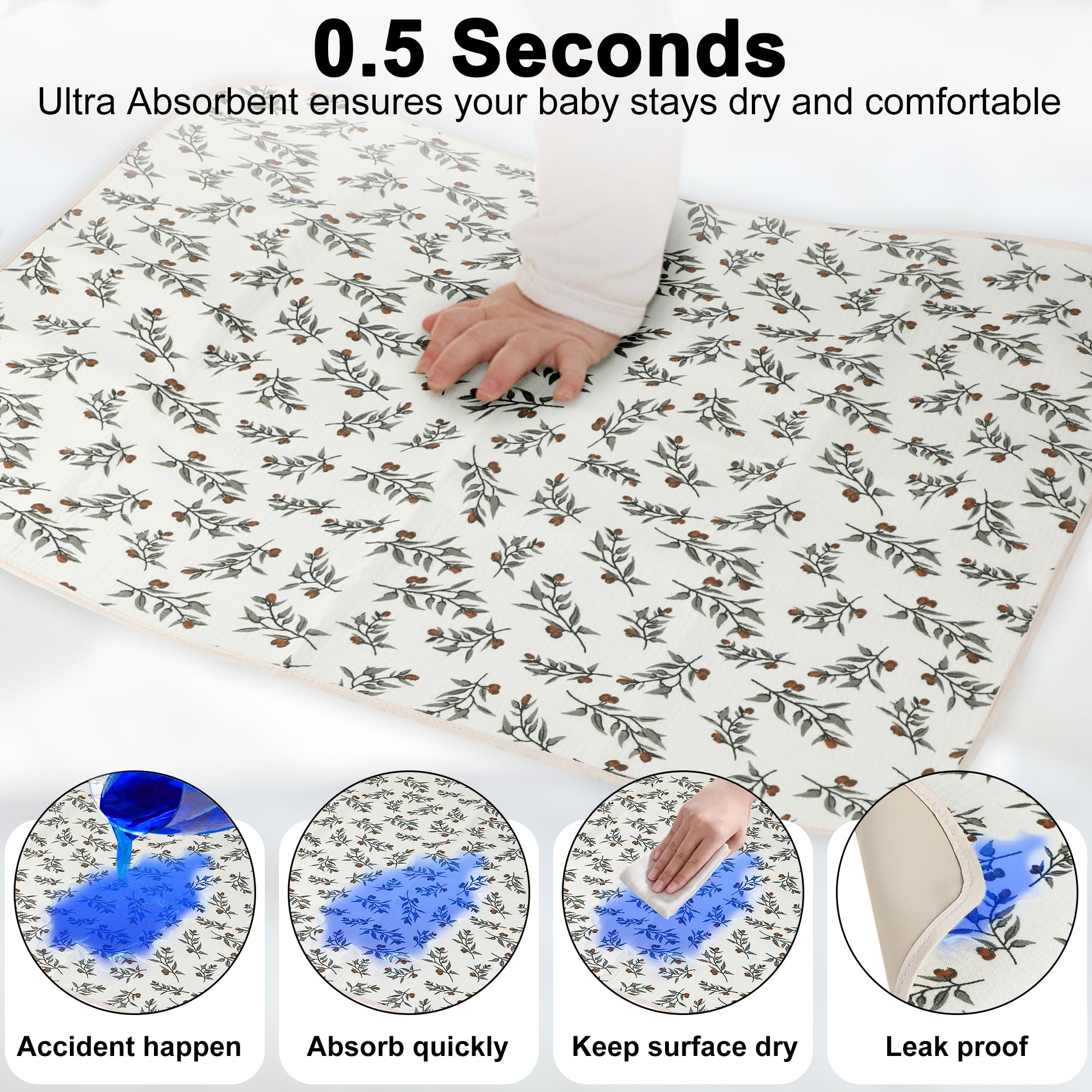 PHOEBUS BABY changing pad on crib surface demonstrates ample 19.7x25.6 size