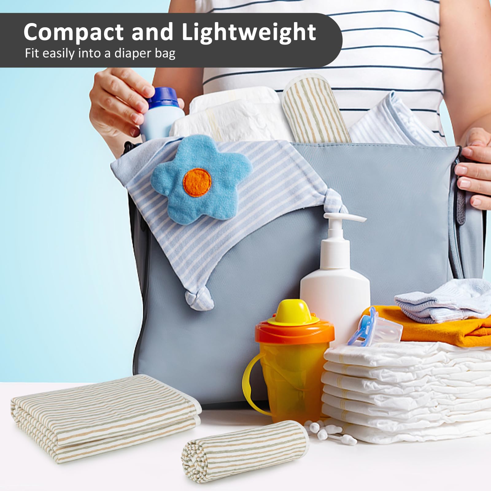 PHOEBUS BABY changing pad folds compactly for travel and storage.