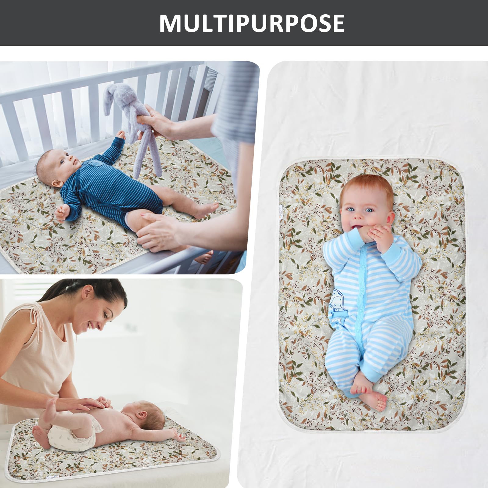 PHOEBUS BABY changing pad bottom features waterproof EVA for mess containment.