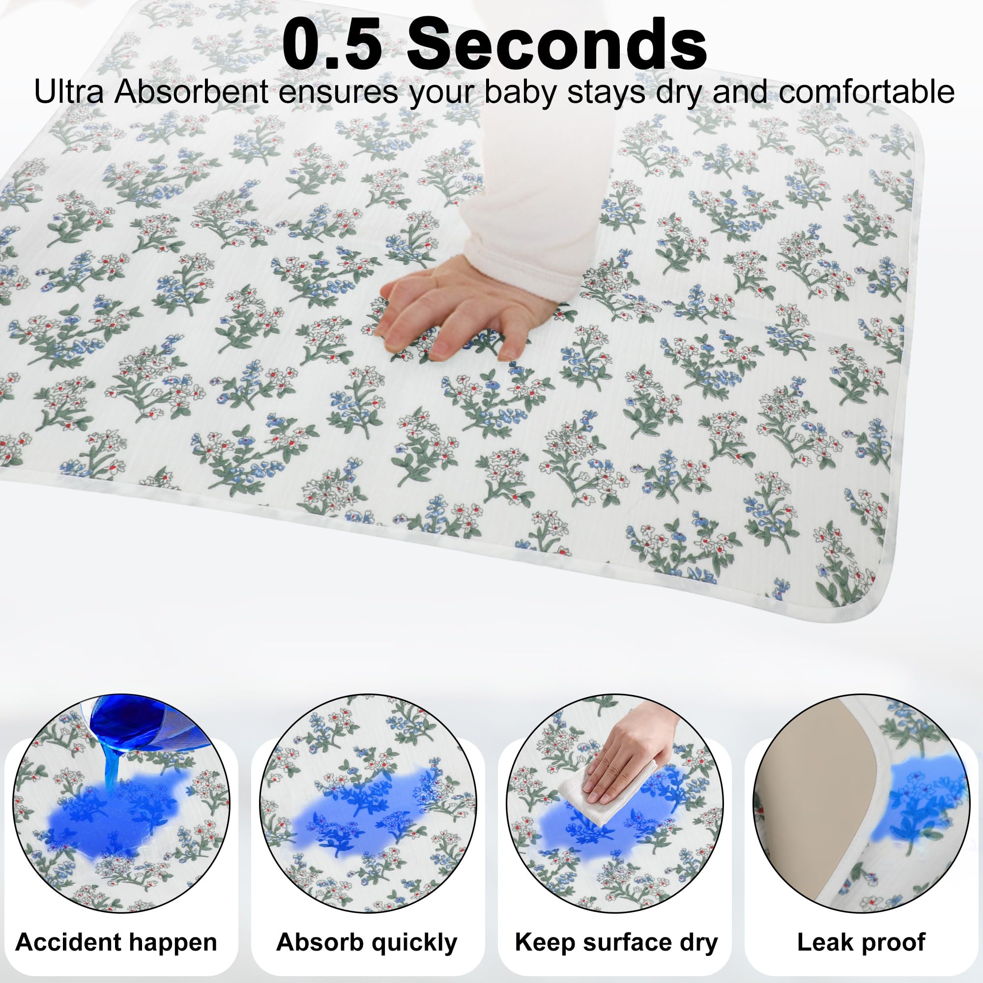 PHOEBUS BABY changing pad machine washable muslin surface for lasting use.