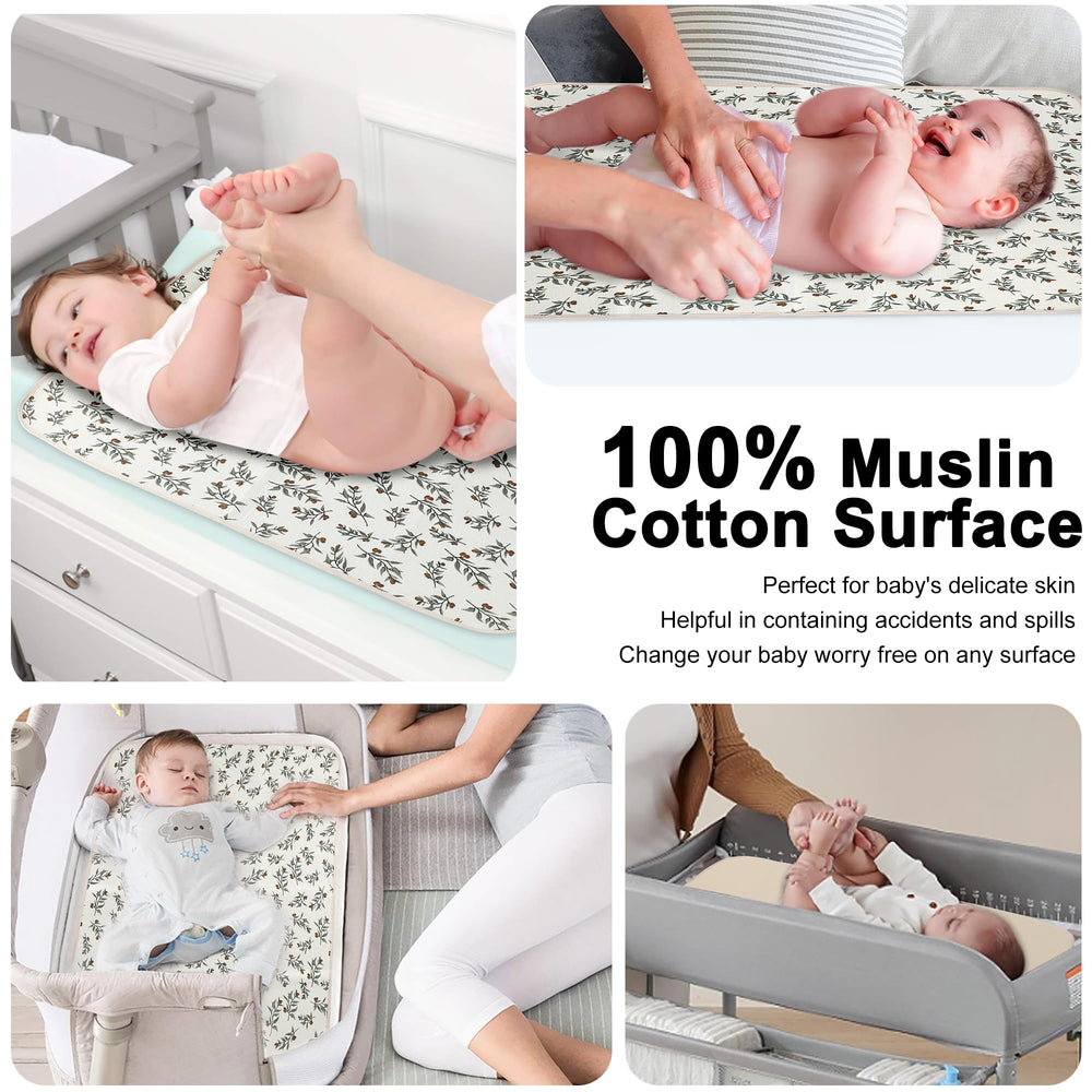 PHOEBUS BABY changing pad washing instructions show muslin care and wipe-clean leather