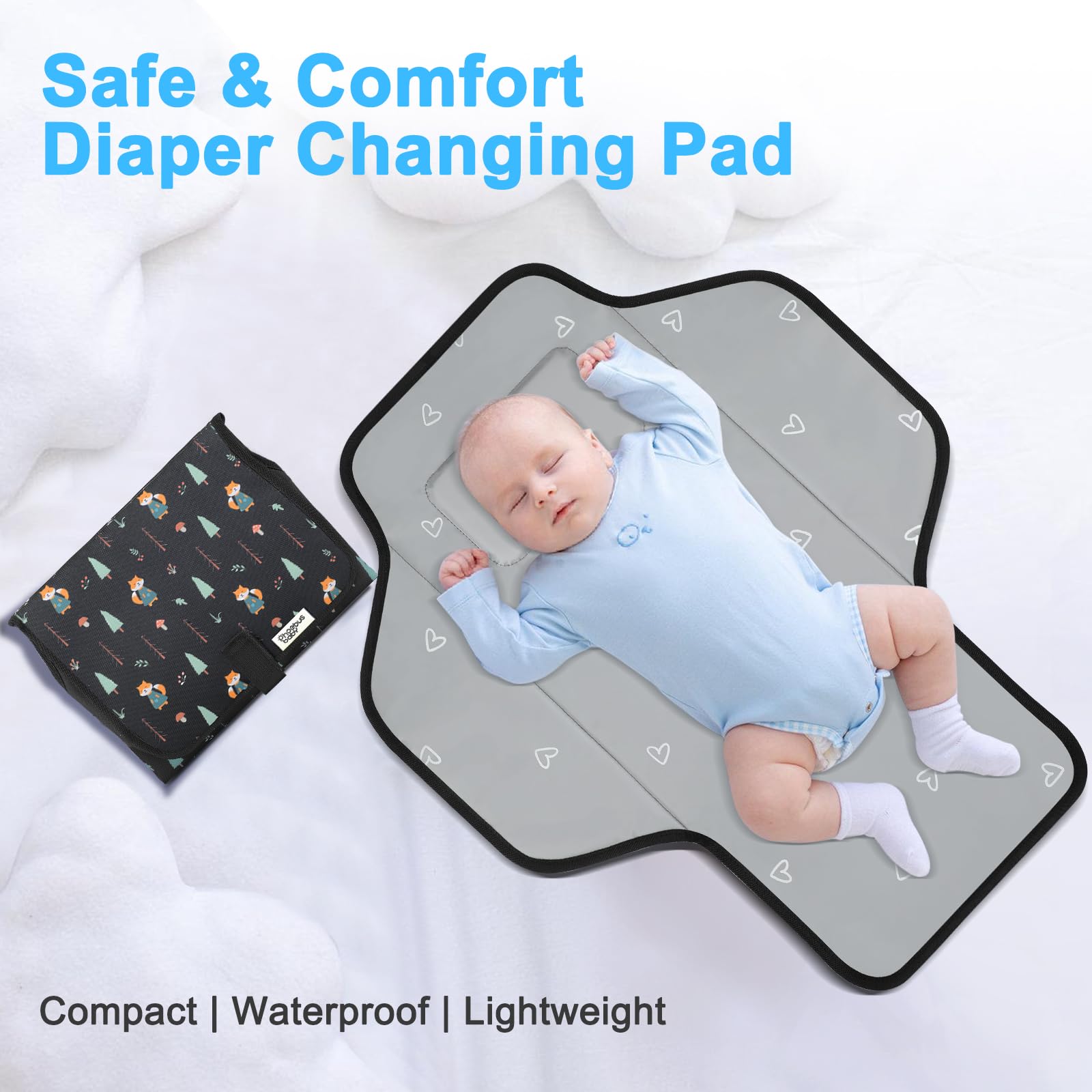 Phoebus Baby dark grey stylish changing pad matching modern nurseries