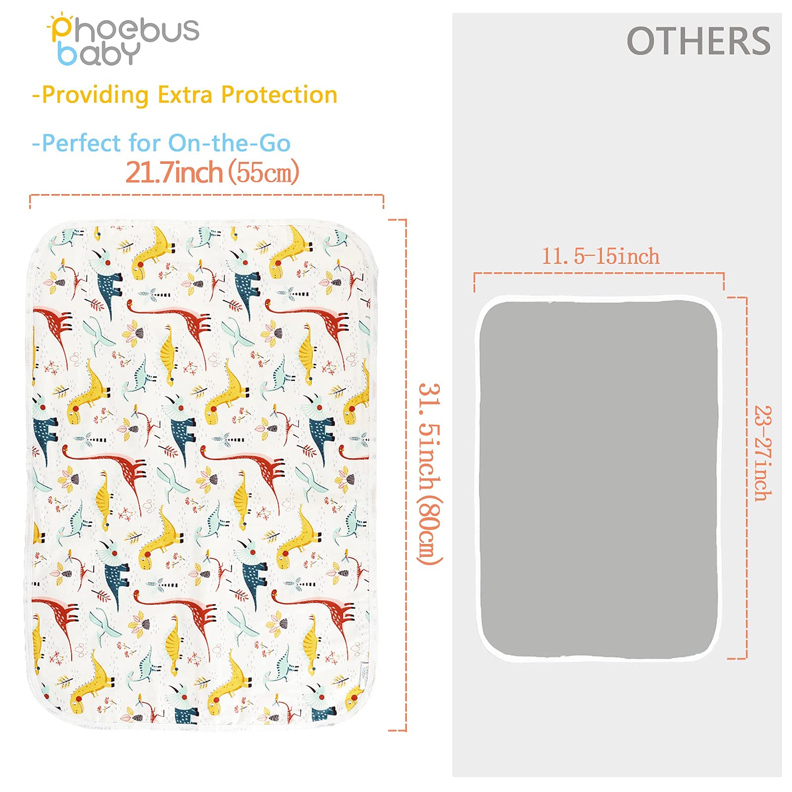 PHOEBUS BABY changing pad folded in a diaper bag demonstrates portable travel convenience.