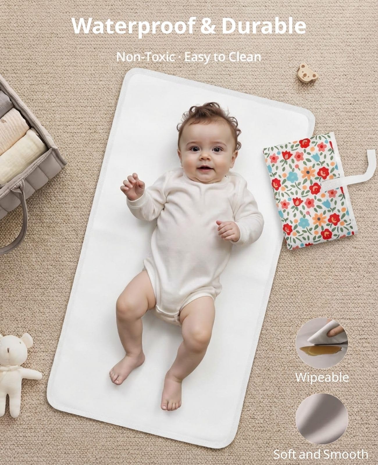 PHOEBUS BABY foldable compact clutch—fits neatly in a diaper bag.