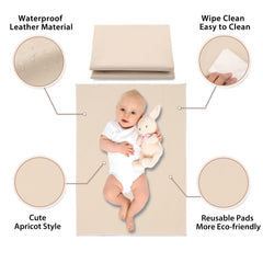 PHOEBUS BABY foldable apricot changing mat, travel-friendly design.
