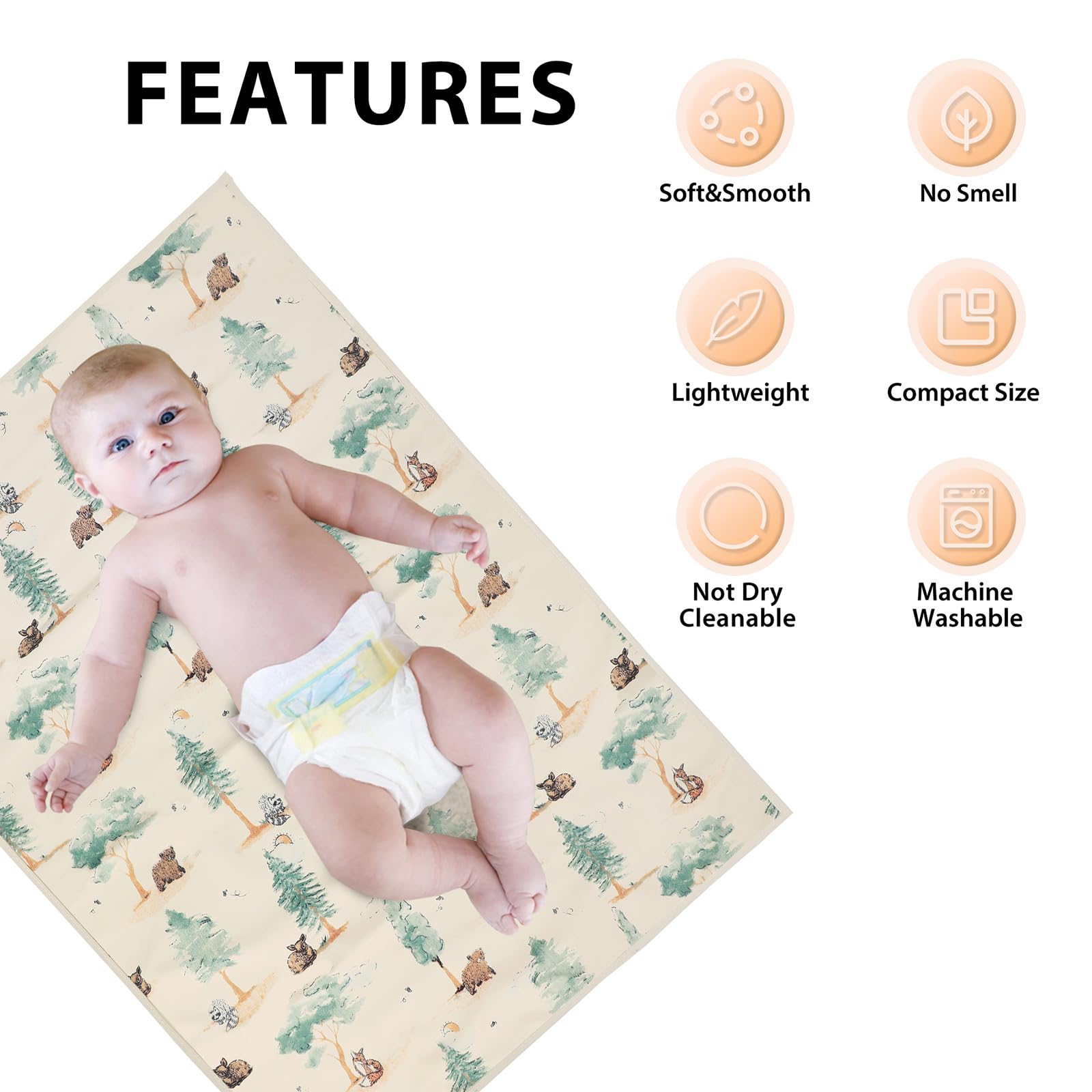 PHOEBUS BABY forest changing mat tucked inside a diaper bag.
