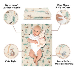 PHOEBUS BABY forest changing mat laid flat showing ample surface.
