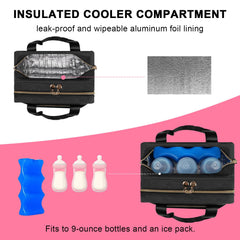 PHOEBUS BABY insulated cooler compartment keeps milk fresh during travel
