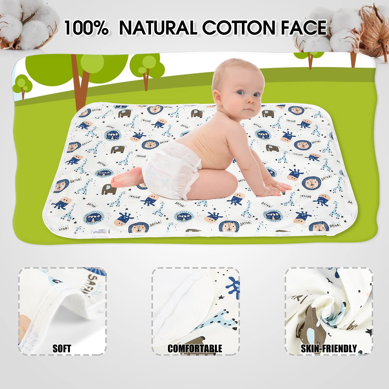 PHOEBUS BABY with leak-proof layer containing spills during changes.