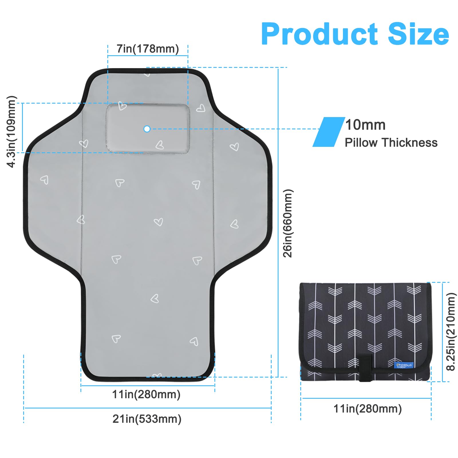 PHOEBUS BABY lightweight travel changing station for busy days.