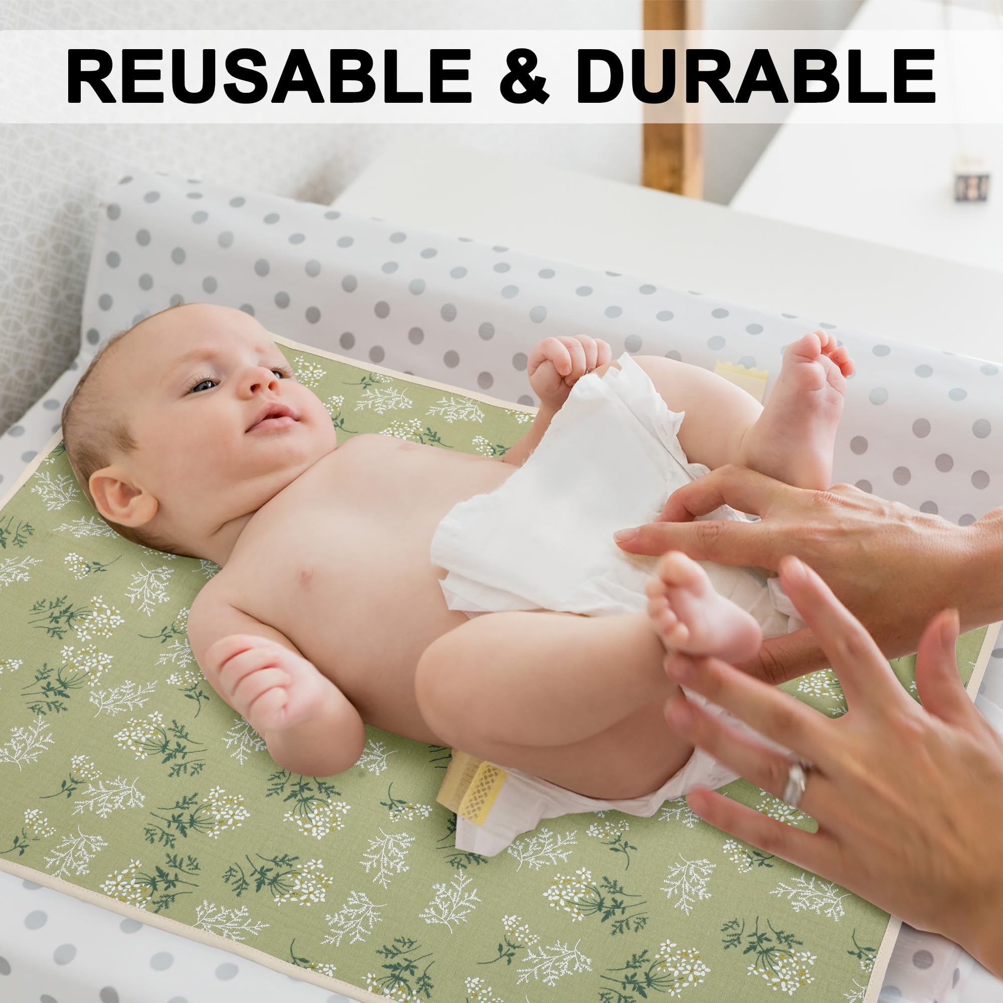PHOEBUS BABY muslin front provides gentle skin contact during diaper changes.