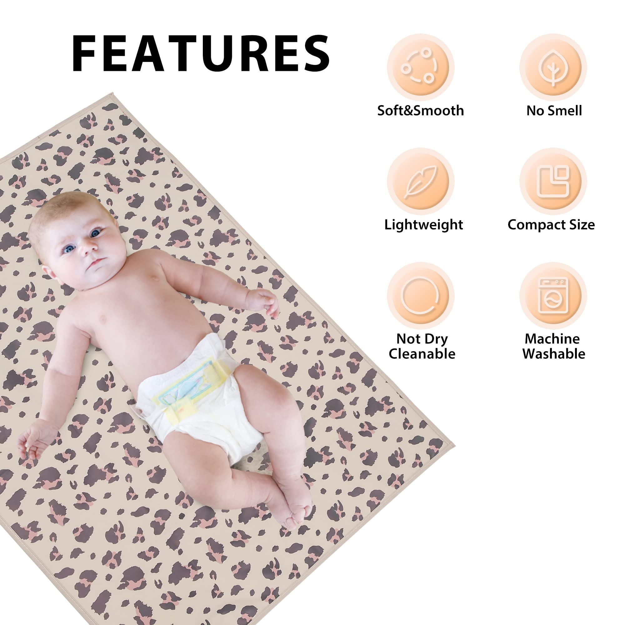 Phoebus Baby newborn-to-toddler changing mat in leopard style for versatile use.