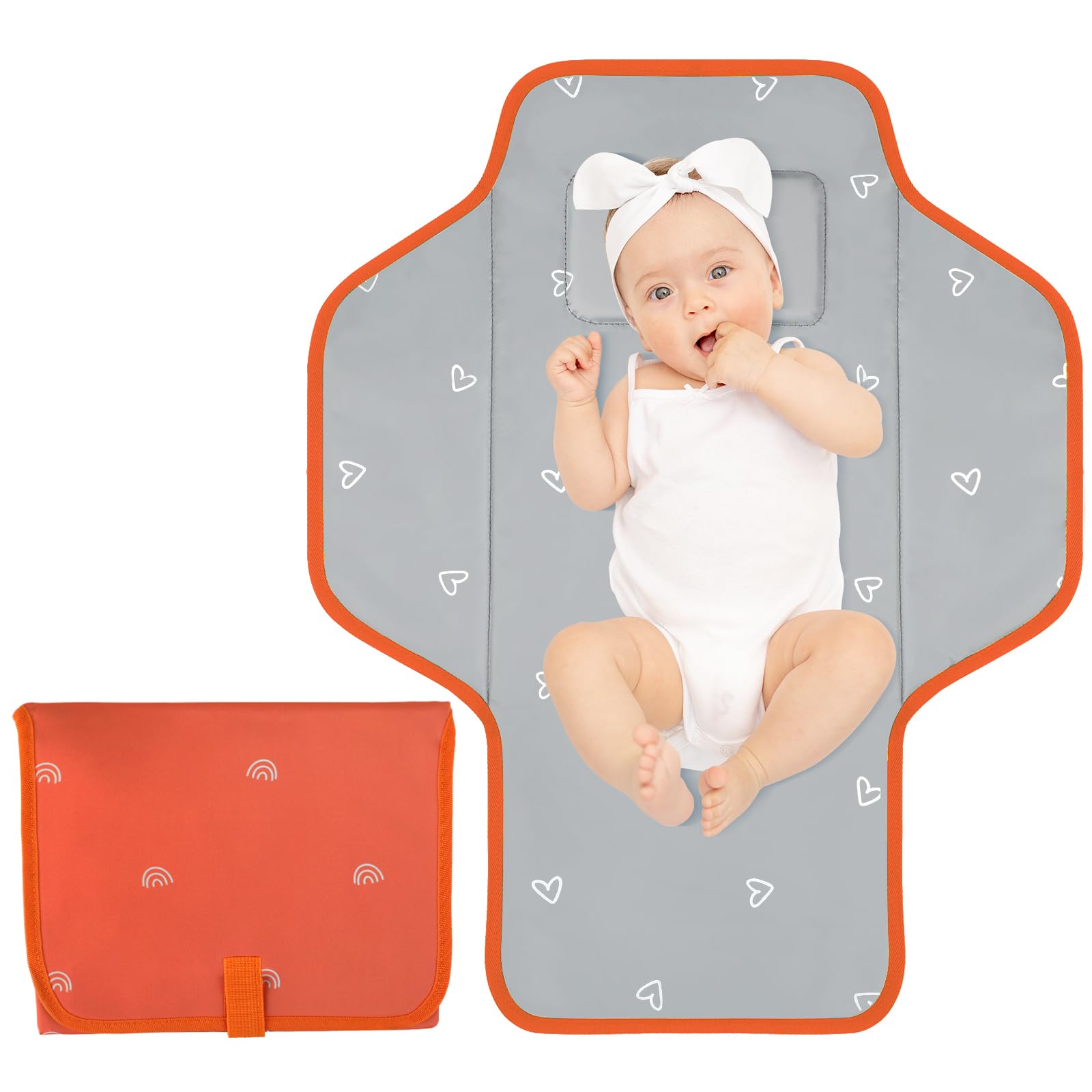 PHOEBUS BABY portable changing pad with built-in pillow for on-the-go diaper changes.