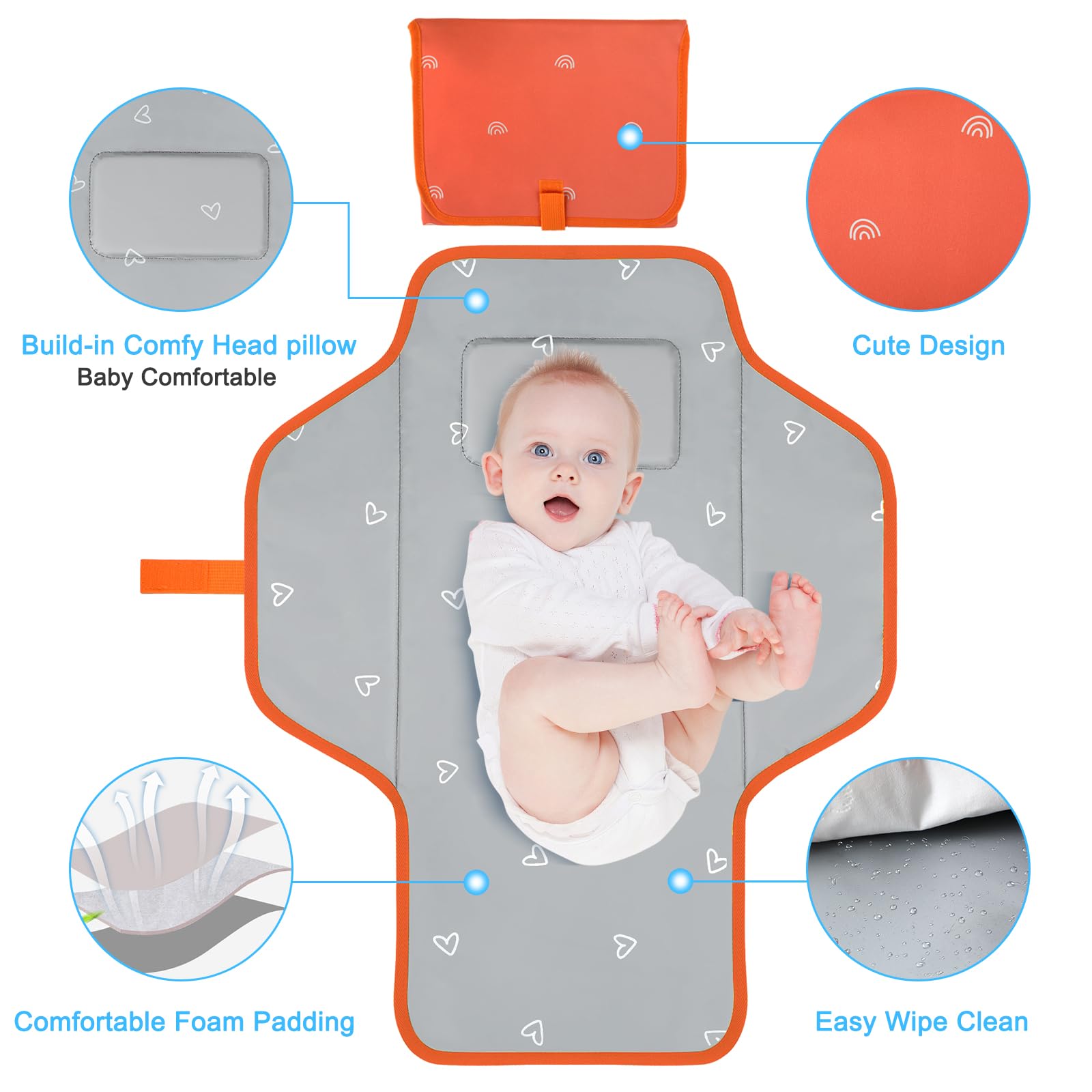 PHOEBUS BABY waterproof fabric keeps surfaces dry during messy diaper changes.