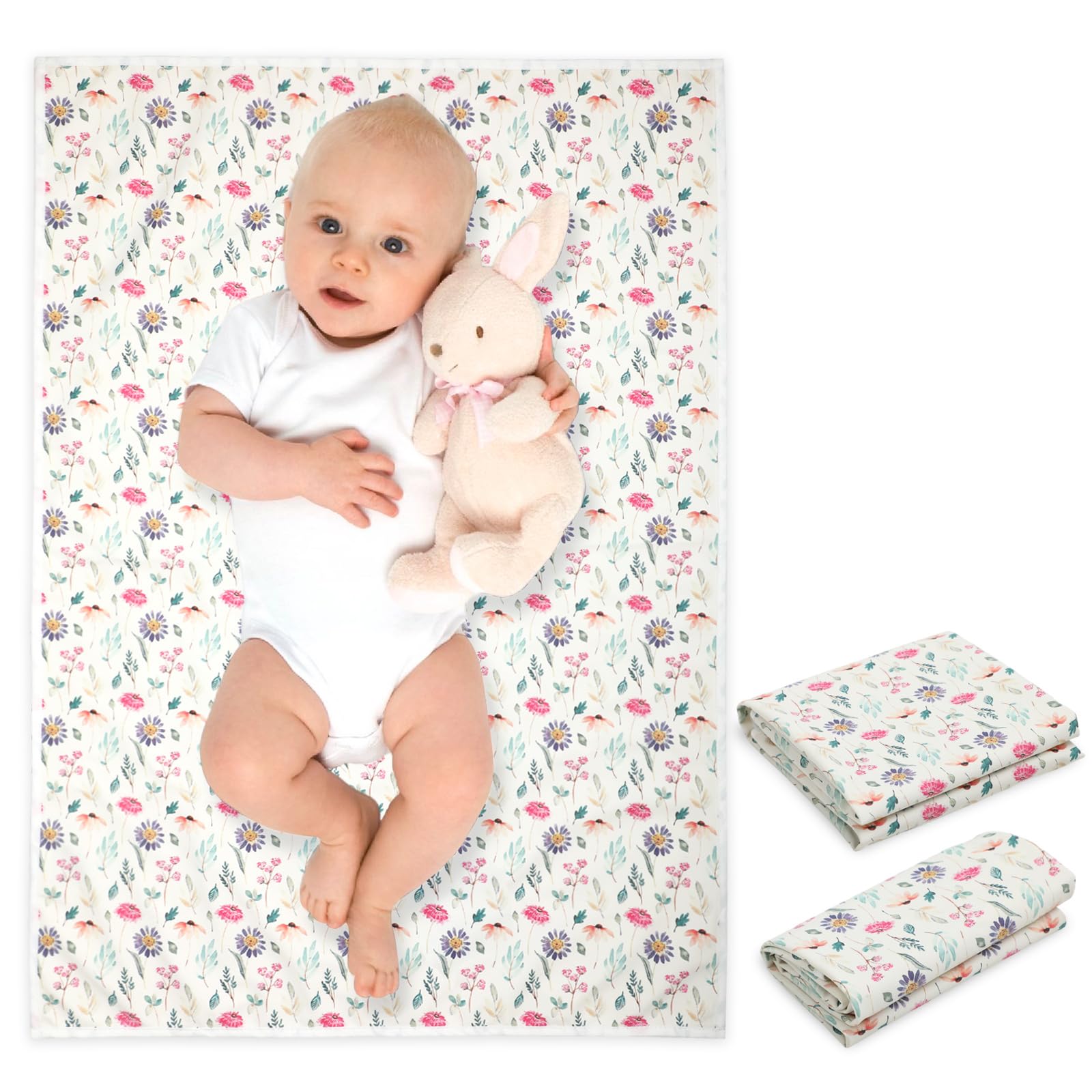 PHOEBUS BABY vegan leather changing mat in colorful floral for clean on-the-go diaper changes