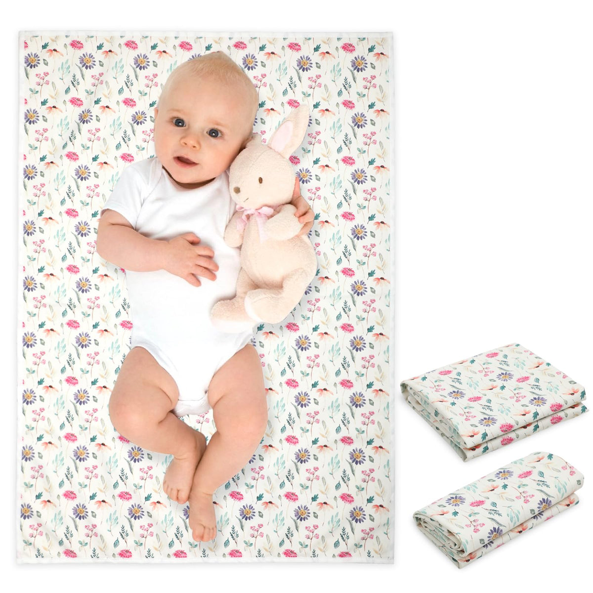 PHOEBUS BABY vegan leather changing mat in colorful floral for clean on-the-go diaper changes