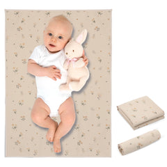 Phoebus Baby vegan leather changing mat with flower pattern provides a gentle changing surface.