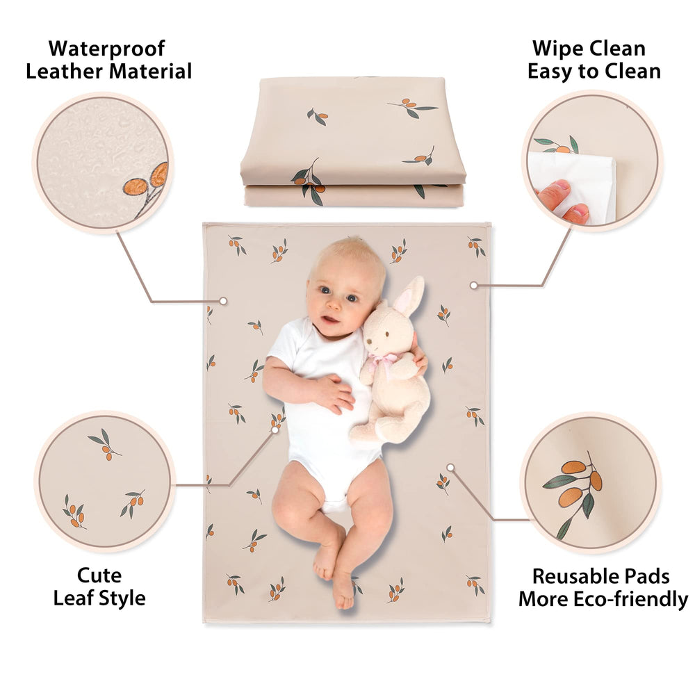 PHOEBUS BABY vegan leather changing mat folded for travel fits in a diaper bag