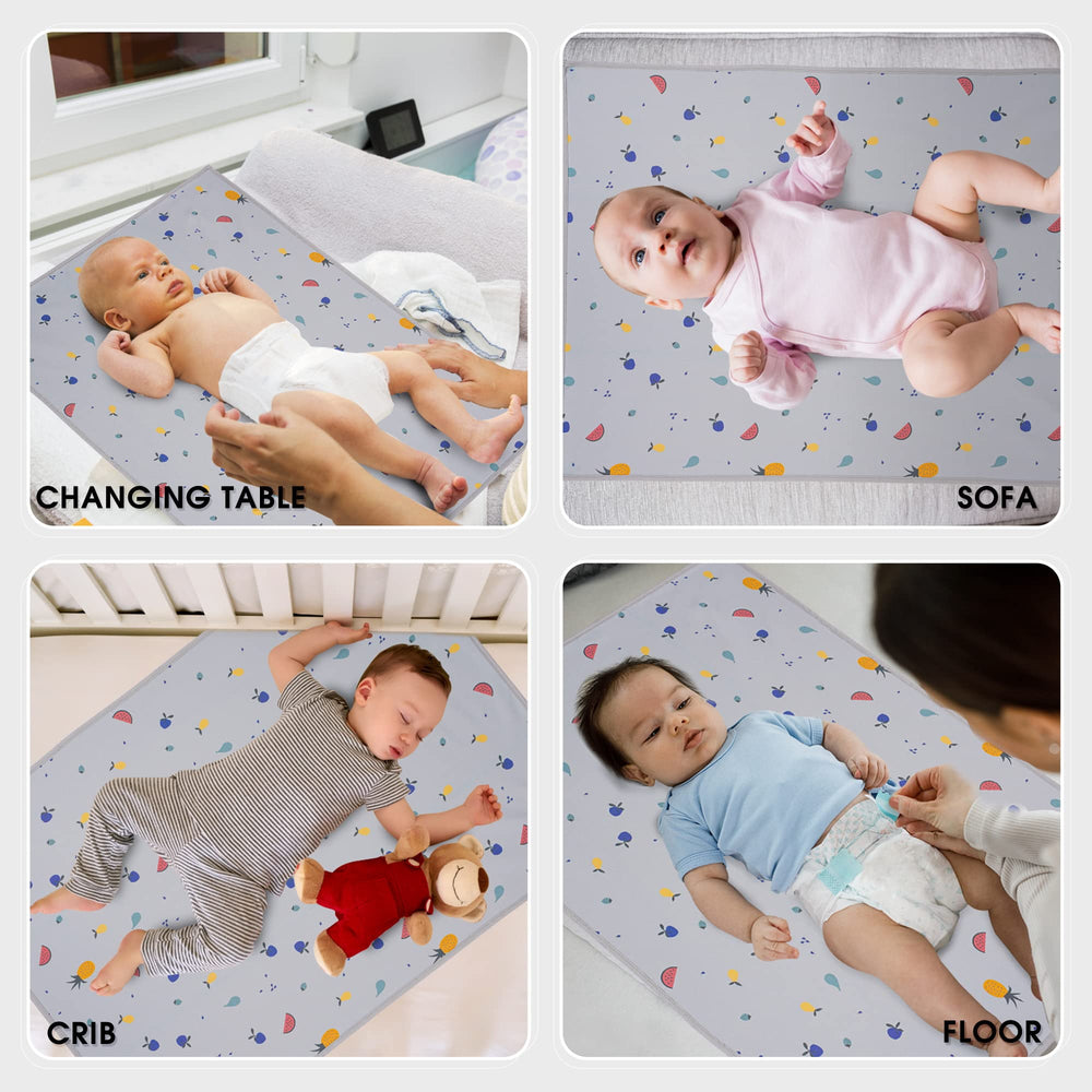 Phoebus Baby changing mat, fruit print, waterproof surface keeps messes contained during care.
