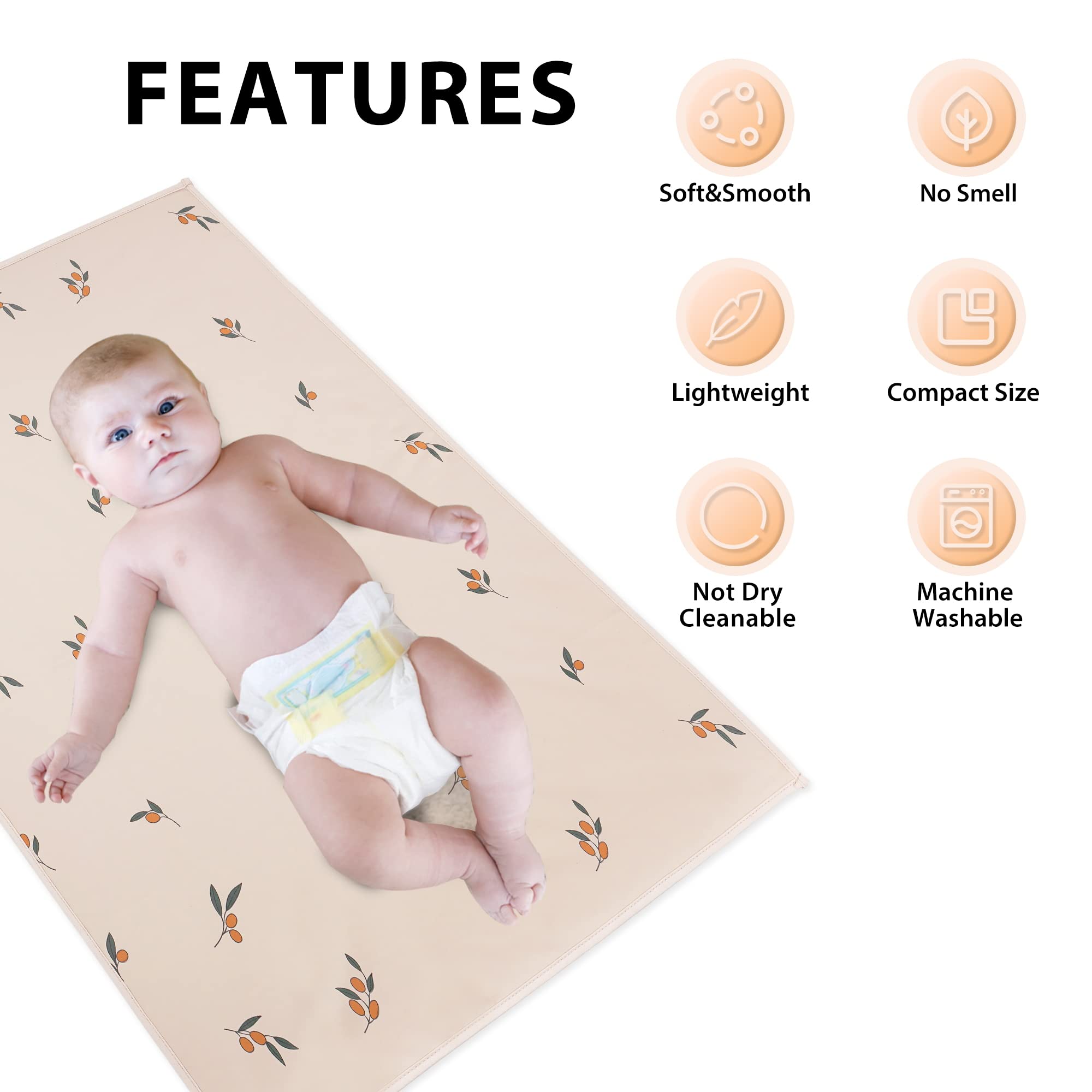 PHOEBUS BABY vegan leather changing mat size 20x28 for generous space